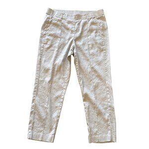 J.Jill Womens Linen Stretch Ankle Pants M Elastic Waist Gray Lightweight